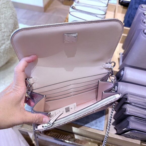 Tory Burch Emerson Chain Wallet 176908 Sparkle Gold $475 - Picture 7 of 8